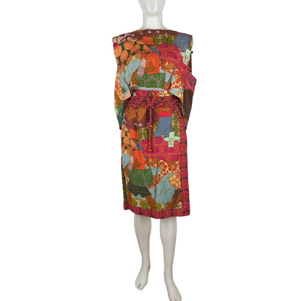 Farm Rio Beach Desire 2 Piece Set Linen Crop Top L Wrap Skirt M Beach Desire